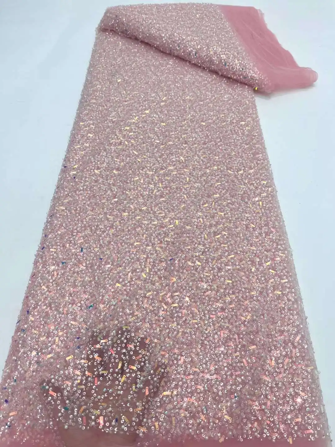 

Luxury African pearl Groom Lace Fabric 2023 High Quality Material Nigerian French Sequins Lace Fabric For Wedding