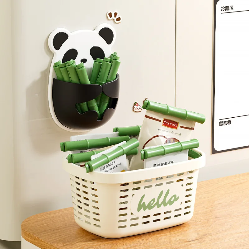 Panda Refrigerator Sticker Magnetic Version Back Sticker Type Twelve Cute Sealing Clips Bags Snacks Moisture-Proof Fresh-Keeping