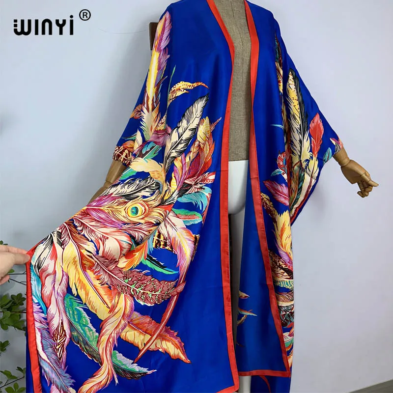 Robe de plage,WINYIKimono de Plage Respzed avec Ceinture pour Femme,Vêtement Style Bohème