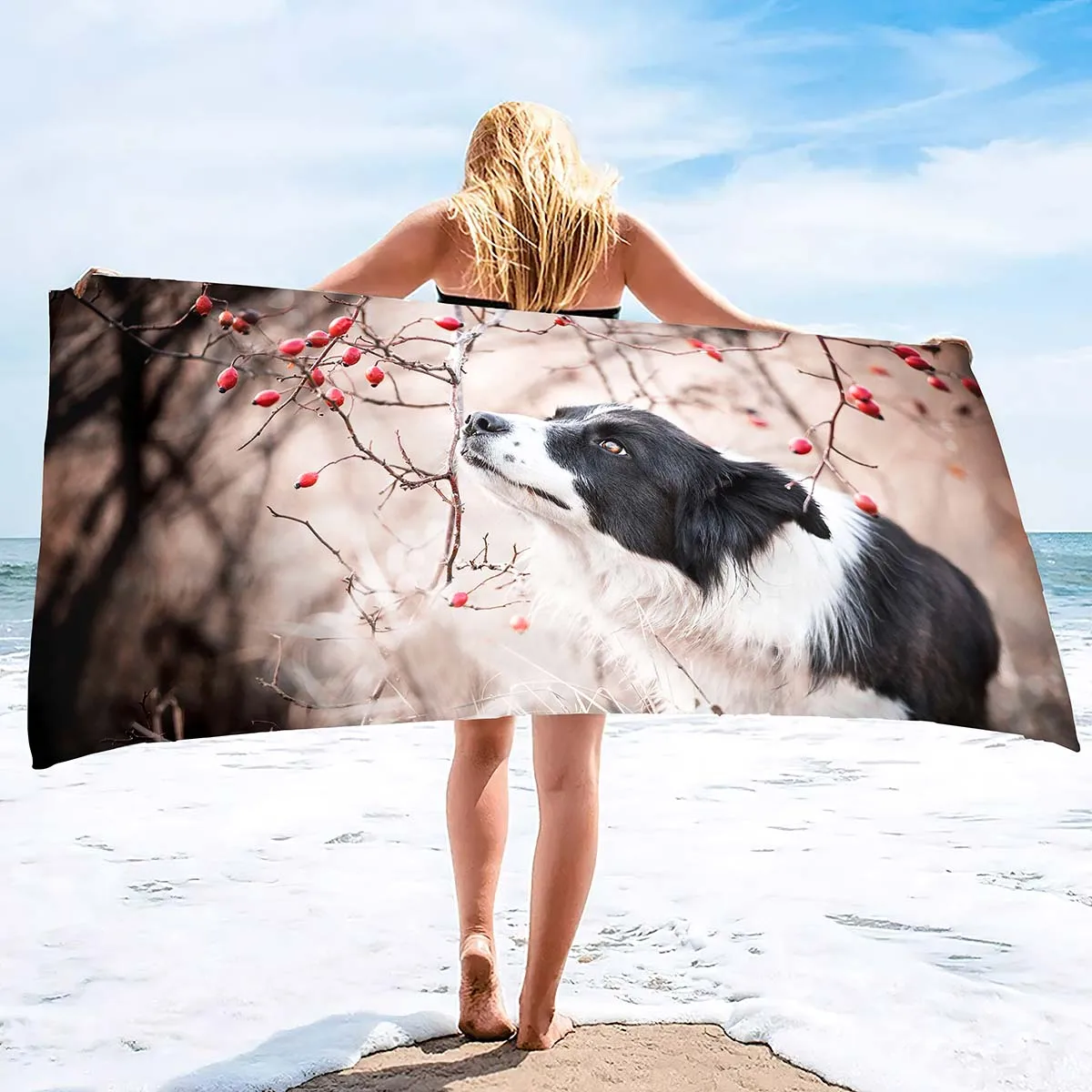 Shepherd Dog Beach Towel Camping Towel Quick Dry Ultra Absorbent