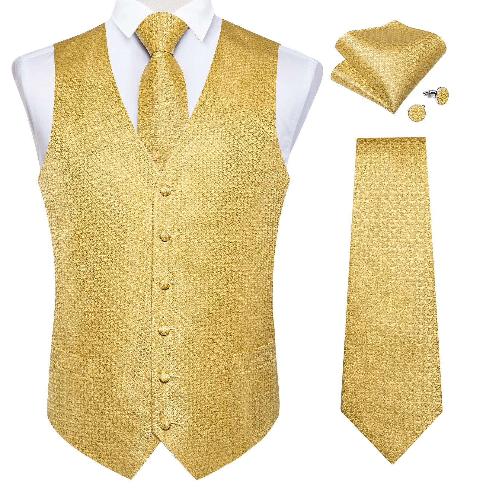 Gilet Uomo Elegante Enlision Paisley Jacquard - Set Con Cravatta E Fazzoletto - Foto 6