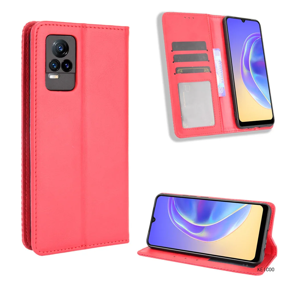 Кожаный чехол-кошелек с отделениями для карт для Vivo Y3S Y15A Y15S Y21 Y31 Y51A Y52 X60 Y72 Y73 2021 Pro IQOO Z3