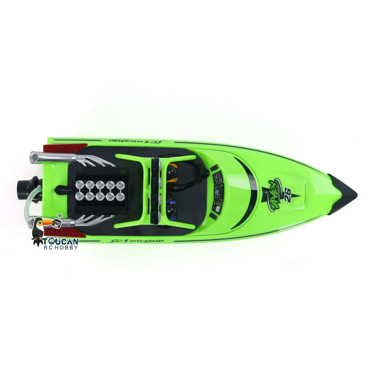 Bateau RC Turbojet 2.4G Auto-redressant LED Vert 34cm