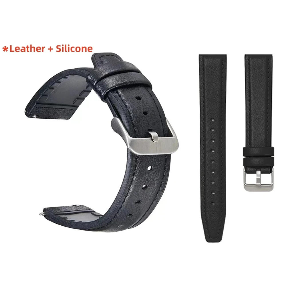 Luxurious Soft Leather and Silicone Watch Strap - 22mm Premium Watchband Bracelet