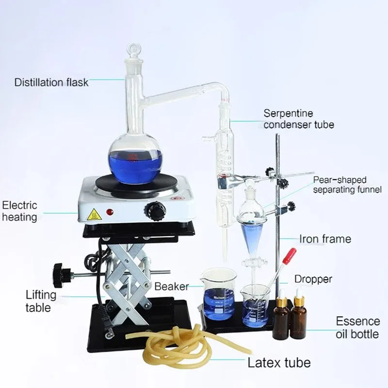 Essential Oil Extraction Separator Device Distillation Condenser Distilled Water Purification Extraction Full Set stainless steel distiller distillation column