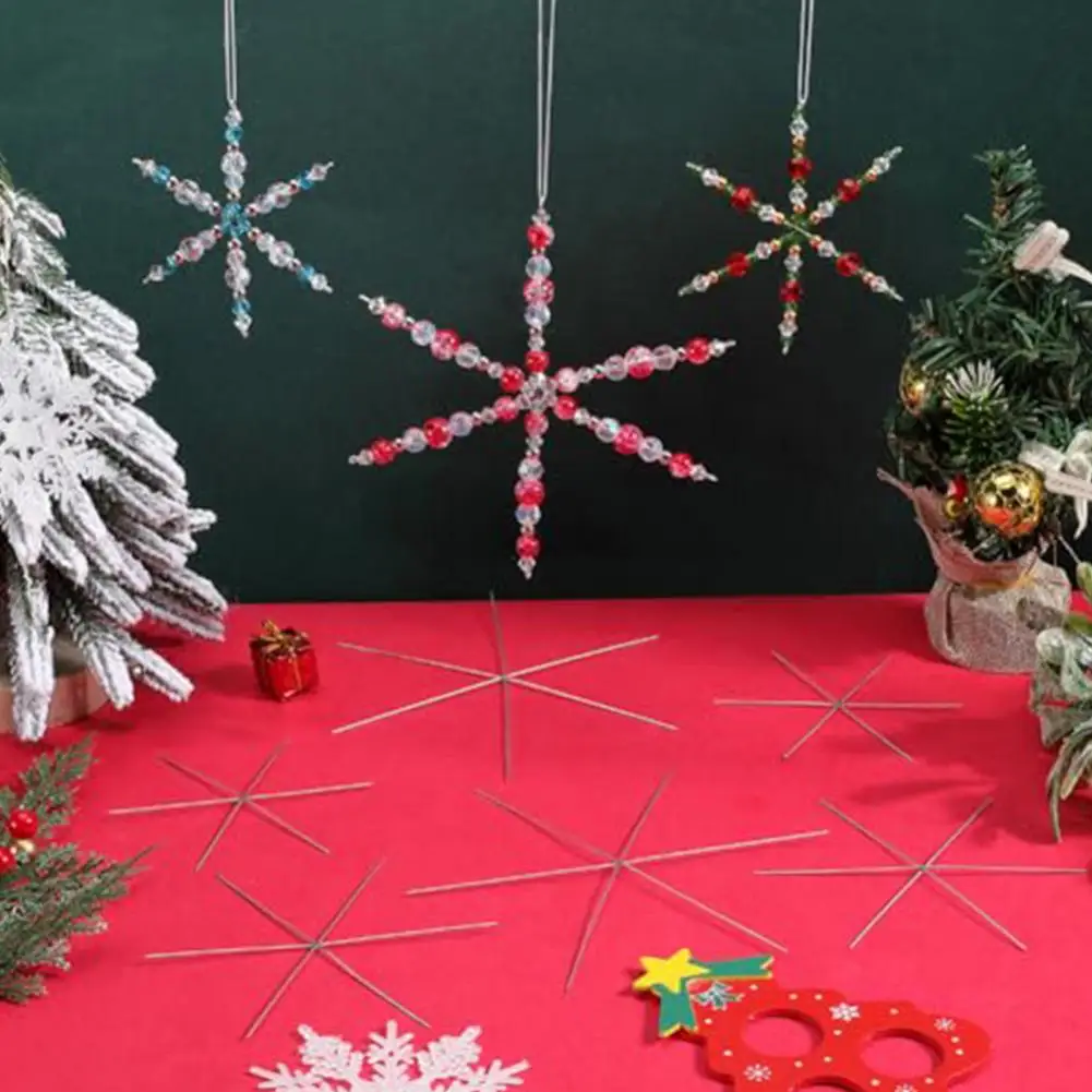 Snowflake Forms 30 Pcs Christmas Wire Metal 8-Petal Beading Wire DIY Beaded Snowflakes Home Decor jewelry making supplies