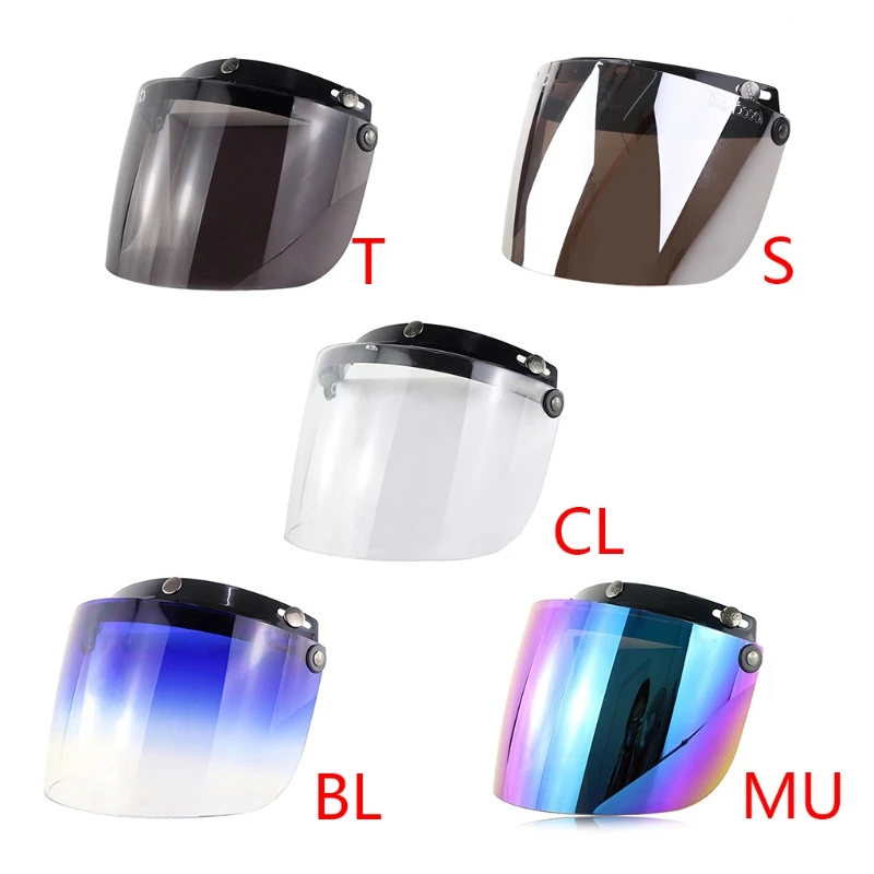 

Durable Windproof 3-Snap Visor Lens Shield for Motorcycle Helmets Flip Up Down Open Face Anti Glaring Helmet Accessories