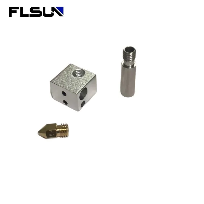 FLSUN Q5 3d Printer Accessories V6 Version Extrusion Brass Nozzle Heating Block Kit Stainless