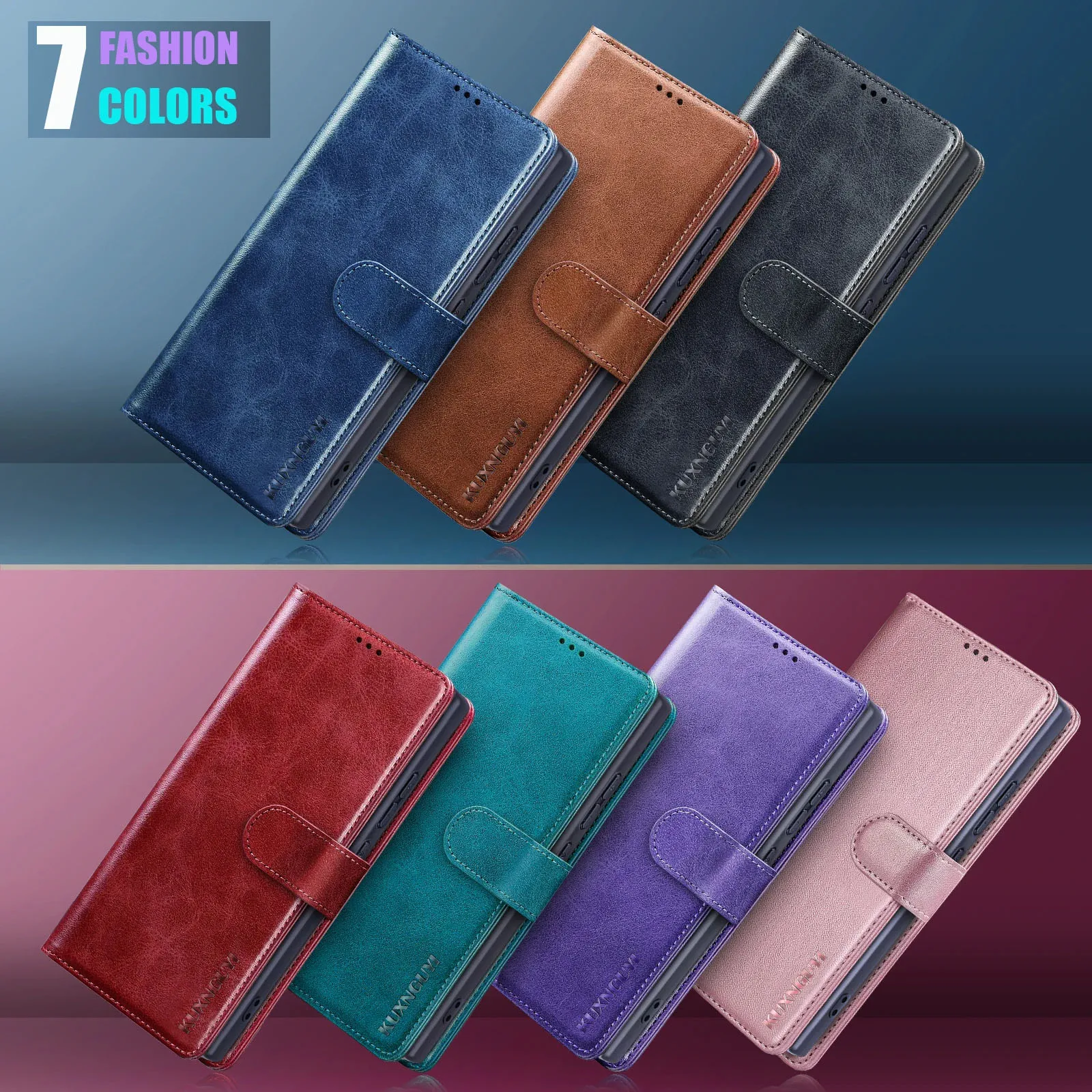 Luxury Wallet Case with Card Holder - Magnetic Retro Flip Leather Full Protection Cover