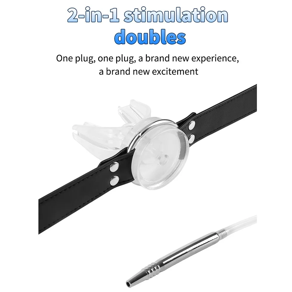 Stainless Steel Urethral Catheter Penis Plug with Piss Urinal Flow Into The Oral Mouth Plug BDSM Slave Sex Toys for Couples