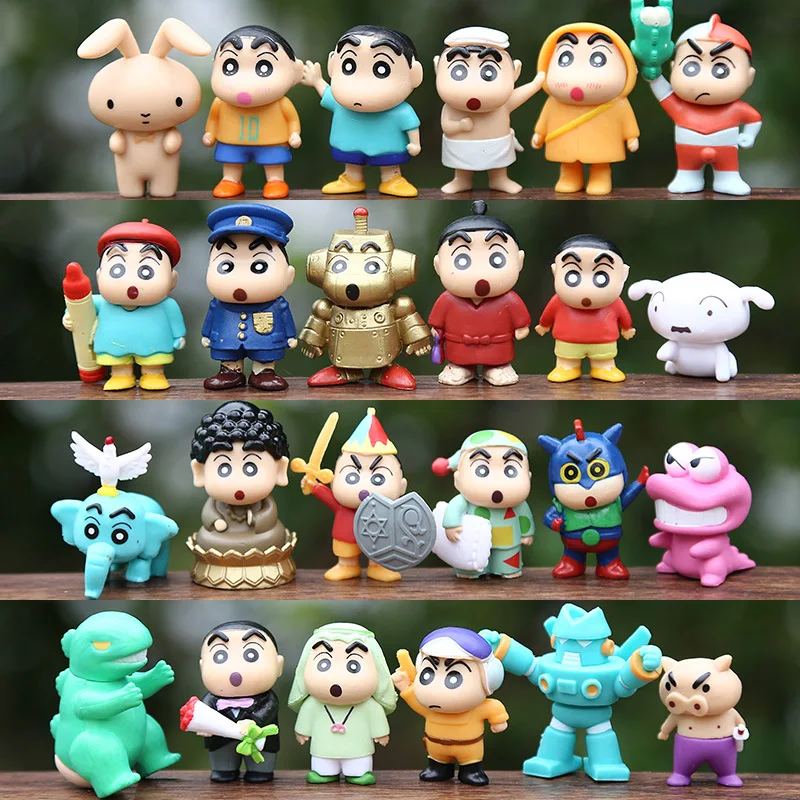 24-teiliges Set Anime Crayon Shin Chan Actionfiguren Spielzeug Mini-Figuren Desktop Heim-Deko Sammlerstücke Modell-Spielzeuge