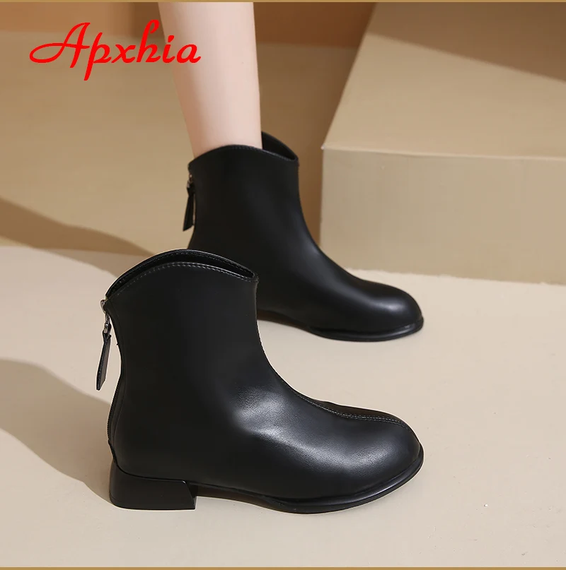 Aphixta Hot Sale Back Zipper Fashion Women Ankle Boots Square Heel Pointed Toe Lady Footwear Shoes Women zapatos mujer 2024