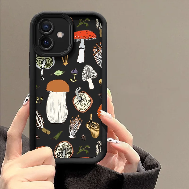 Cartoon Colorful Mushroom Pattern Soft Silicone Phone Case