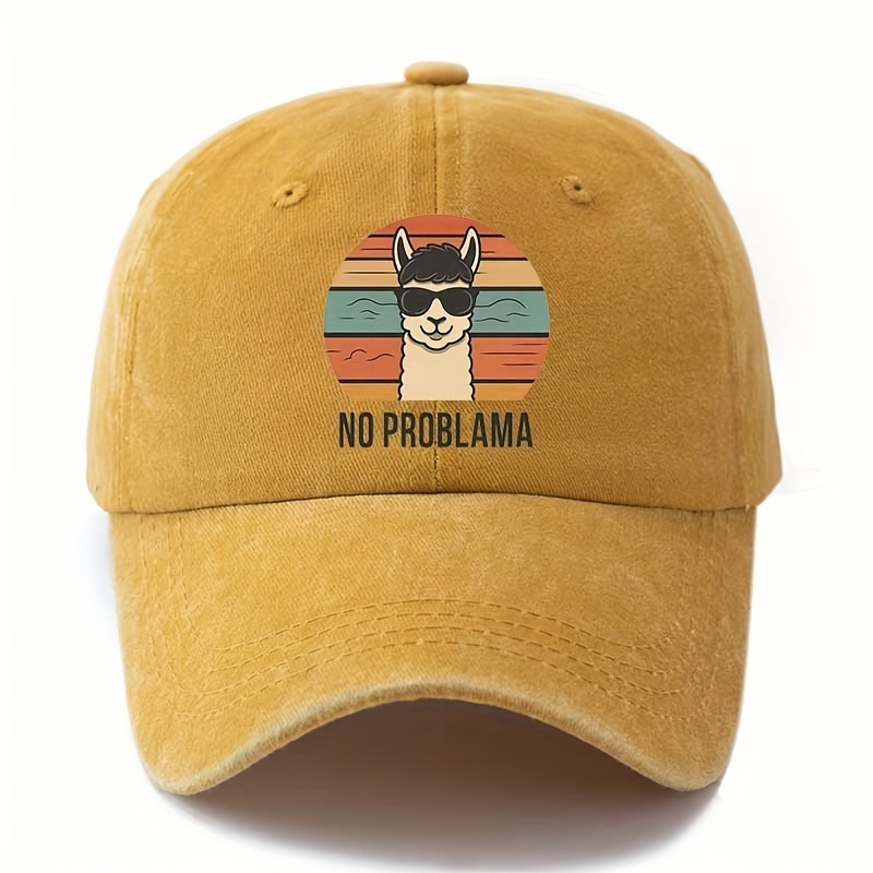 Male and female cartoon alpaca baseball cap with curved brim suitable for outdoor activities such as camping and travel