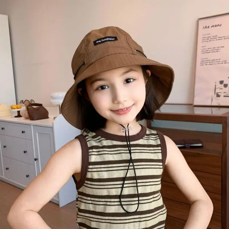 Kids Summer Hats For Girls Boys Bucket Hat Children Sun Protection Fisherman Cap Windproof Sun Hat Foldable Sunhat Outdoor New baby sun hat outdoor sun hat