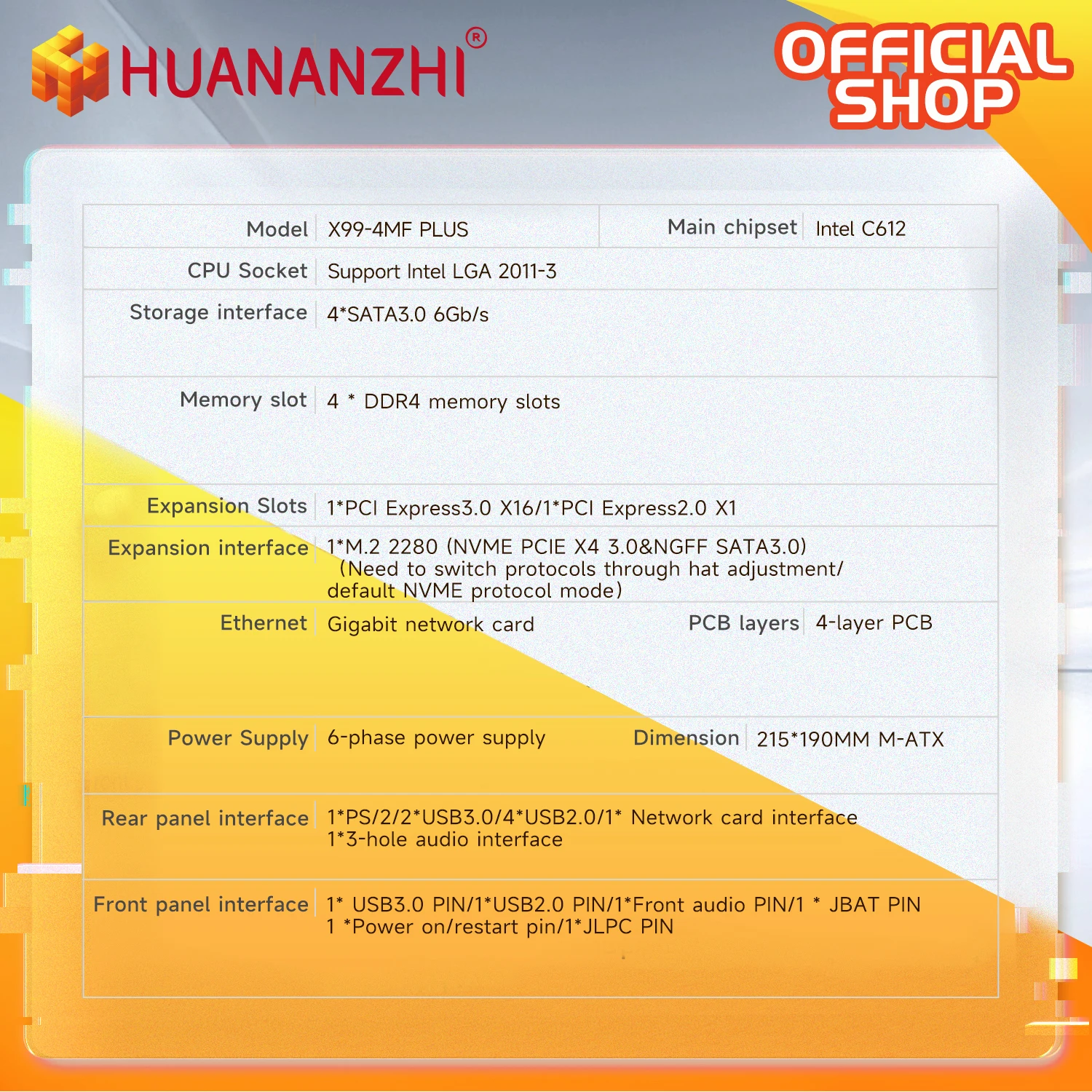 HUANANZHI X99 4MF Plus LGA 2011-3 Xeon DDR4 carte mère - Image 3
