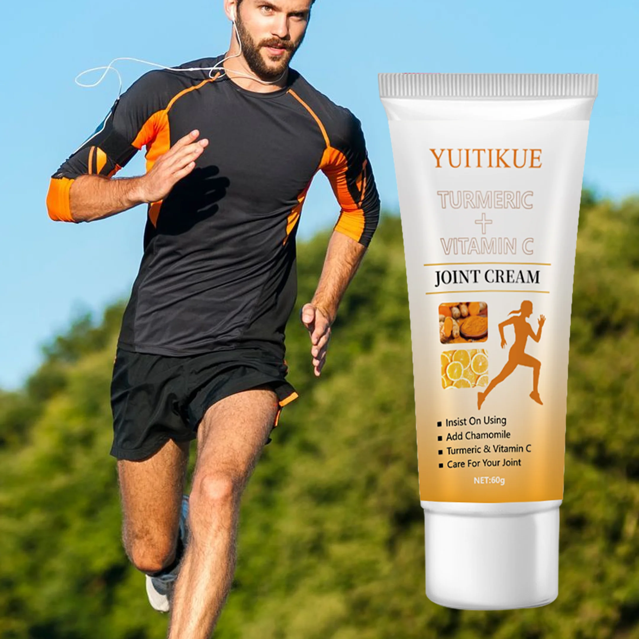 YUITIKUE Joint Cream 60g - Moisturizes Joints & Skin, Light Texture, Easy to Absorb & Non-Sticky, with Turmeric & Vitamin C