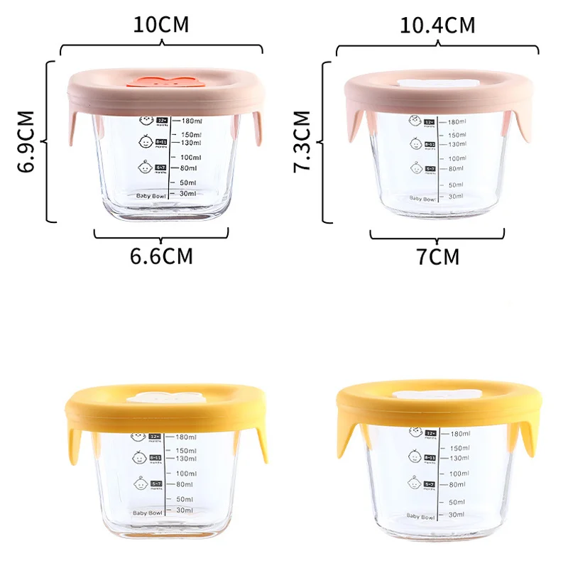 180ml Glass Baby Food Storage Jars With Lids Leakproof Snack Puree Containers For Toddlers Freezer Microwave Safe Feeding Bowls