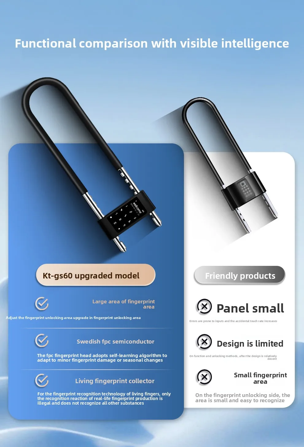 Combination lock, U-shaped lock, fingerprint lock, double-door shop U-shaped bol