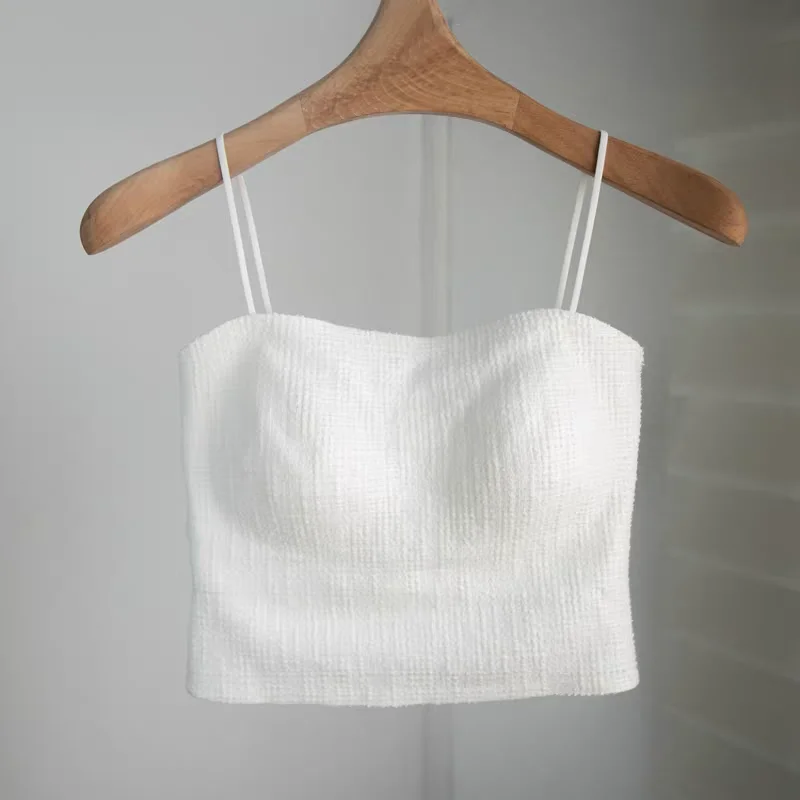 Pure Color Csole Vest Women's Inner Wear with Chest Pad One-Piece Bra Underwear Adjustable Strap Tube Top Summer Outfit