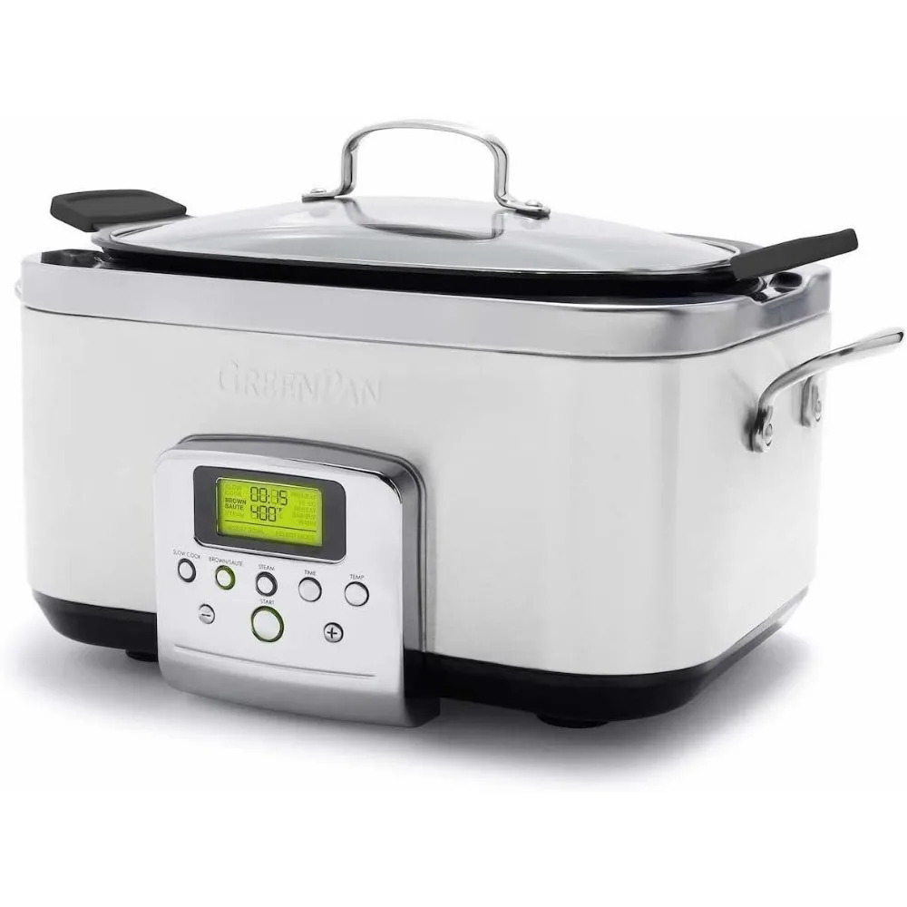 Elite 8-in -1 Programmable 6QT Electric Slow Cooker, Dishwasher Safe Lid & Removable Crock, PFAS-Free Healthy Ceramic