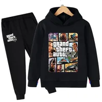 Kids Game Gta 5 2pcs Hooded Sweatshirt+Jogging Pants Suits 3-13 Years Boys Girls Spring Autumn Tracksuits Children Clothes Sets 1