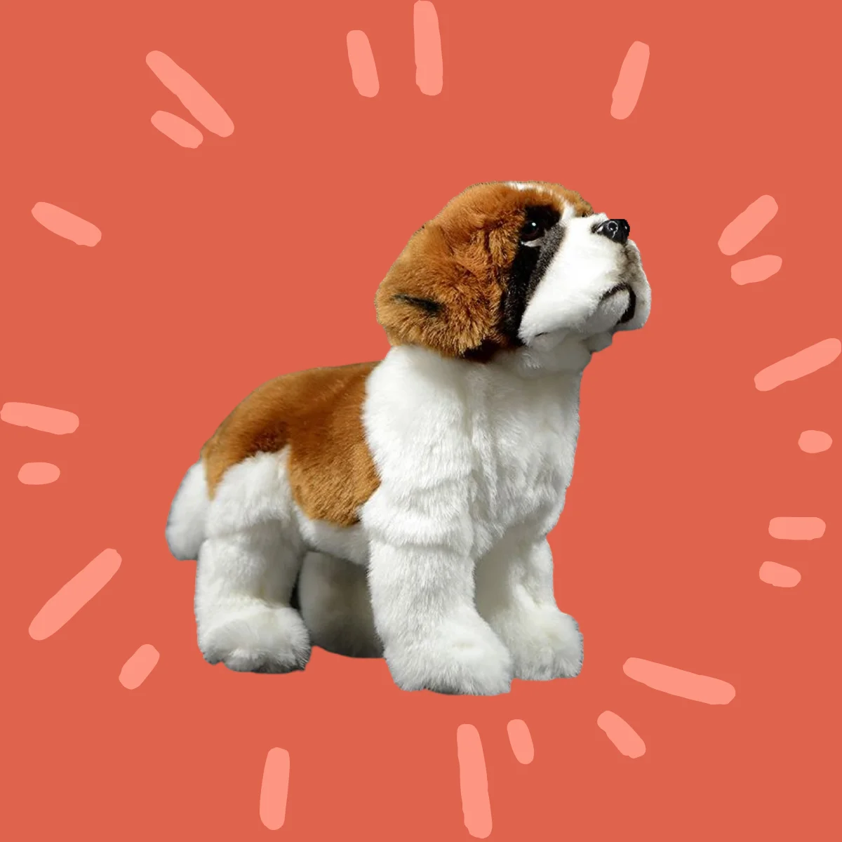 Realistic Saint Bernard Stuffed Animal Plush Toy, Lifelike Dog Animal Plushies, Simulation Animals Doll