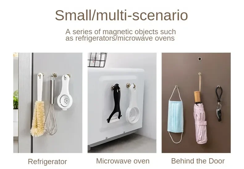 Description Picture 3 of item1-8PCS Strong Neodymium Magnetic Hook Hold Up To 12kg 5Pounds Diameter 20mm Magnets Quick Hook for Home Kitchen Workplace Etc