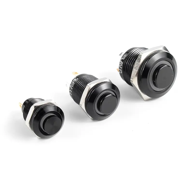 1NO High head Waterproof Metal Push Button Switch LED Light Self-locking/reset 3/6/12/24/220V 8/10/12/16mm Oxidized black image 6