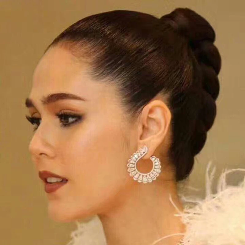 

Fashion Clear Brazil Style Women Stud Earrings Cubic Zircon Plant Wedding Earring Brincos Fashion Jewelry E-451