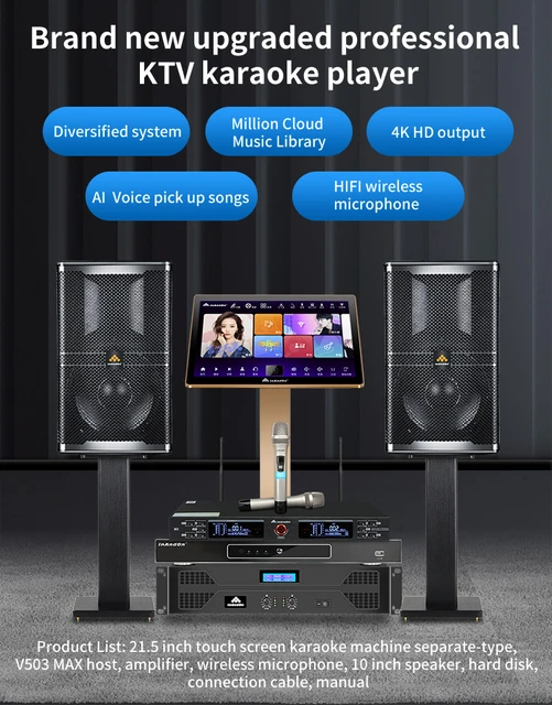  Karaoke Player, Karaoke Machine, InAndOn New Gen One-piece Type  Professional Entertainment Multi Function KTV Machine with 15.6 inch 4K  Touch Screen 8T HDD Free Cloud Download AI Function Black : Musical