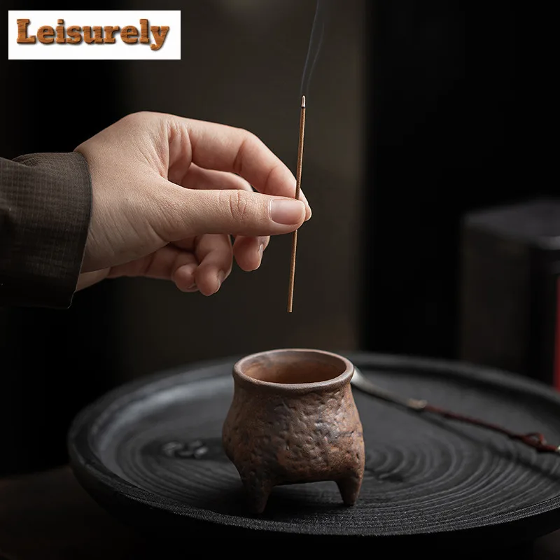 Old Rock Mud Three Legged Incense Holder Luxury Incense Waterfall Incense Burners Consecrate Censer Teaware Decoration Supplies