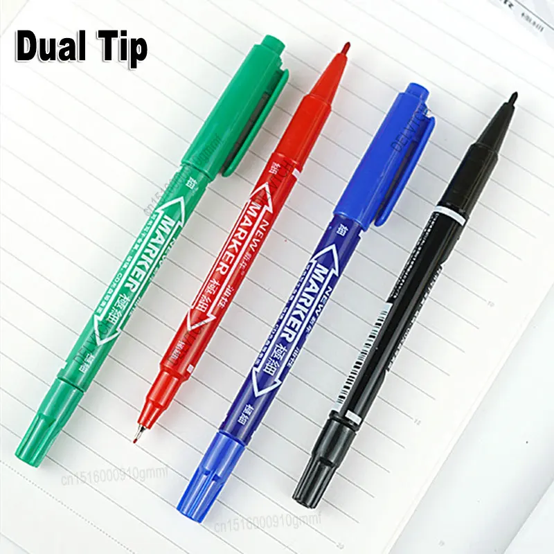 4/8Pcs Waterproof Oil Ink Permanent Art Marker Fineliner Pen 0.5mm 1.0mm Dual Tip For Comics Painting Drawing Writing Stationery 5