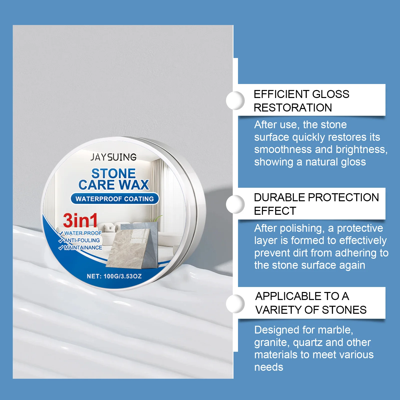Marble Oil Stain Cleaner Stone Granites Plating Marble Scratches Removal Kitchen Stone Surface Cleaning Polishing Cream