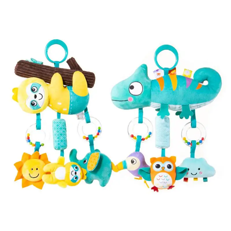 Baby Rattles Toys Jingle Travel Hand Rattles With Cartoon Design Portable Soft Hand Pram Hanging Dolls For Babies NewbornGift