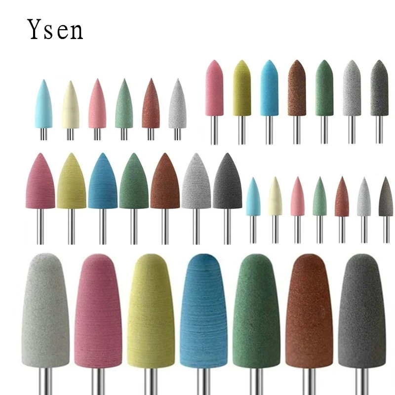 1Pcs Cuspidal Head 7 Colors Rubber&Silicon Carbide Nail Buffer Electric Manicure Machine Nail Drill Accessories Tools Nail Bit