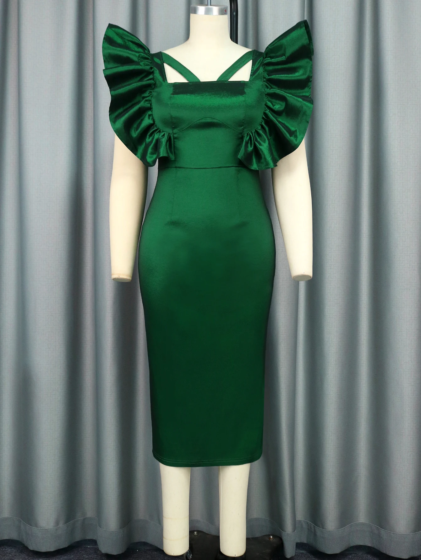green emerald velvet dress Ora Lace Bust Bodycon Maxi Dress Black main image 1