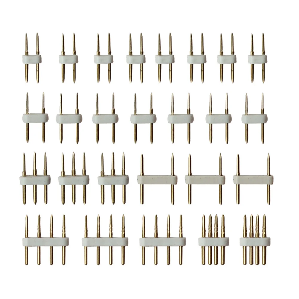 LED Strip Connector 5pcs 2pin 4pin 8mm/12mm/10mm Connector Recommend Accessory Copper Pins for 110V 220V Single Color RGB LED Strip Freeshipping