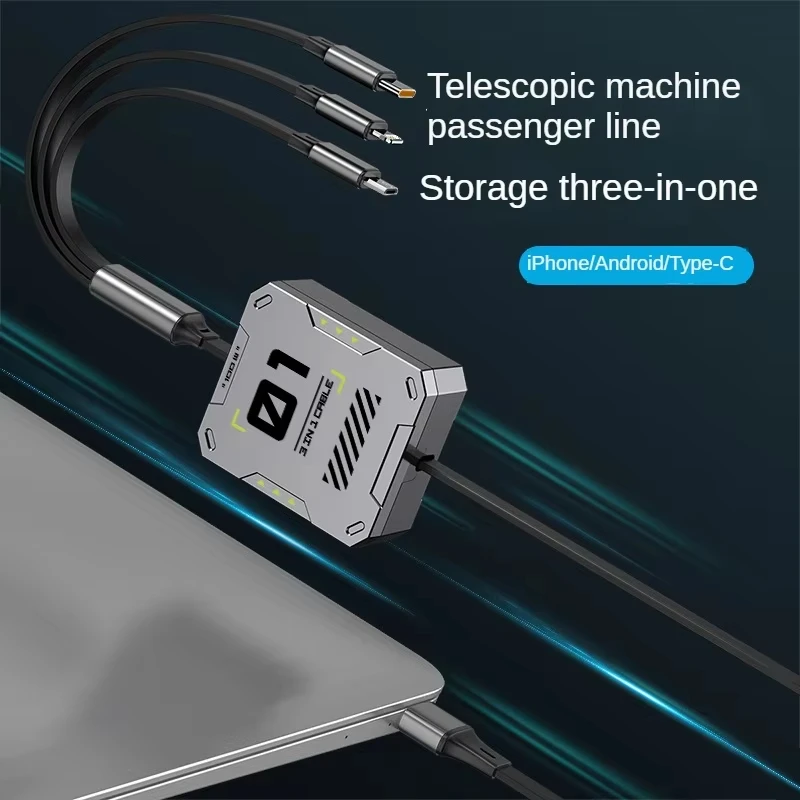 타입C 3 in 1 휴대폰 고속 충전 접이식 케이블 5A USB-C 데이터 케이블 마이크로 아이폰, 화웨이, 삼성 휴대폰 충전용
