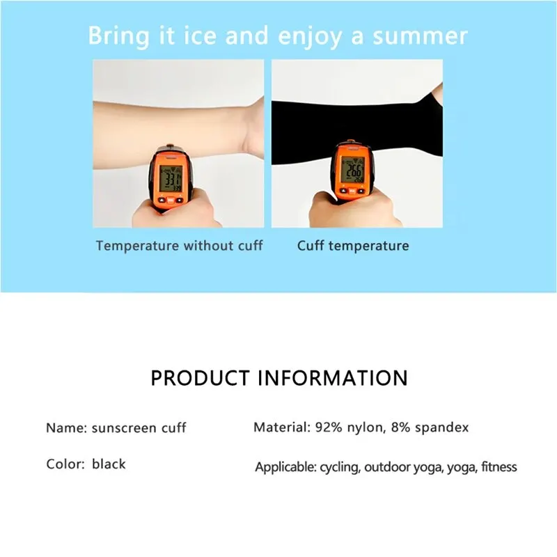 Finger Sleeves 1 Pair Summer Ice Cool High Elastic Elbow Spring Outdoor Riding Fingerless Fishing Custom Ice Silk