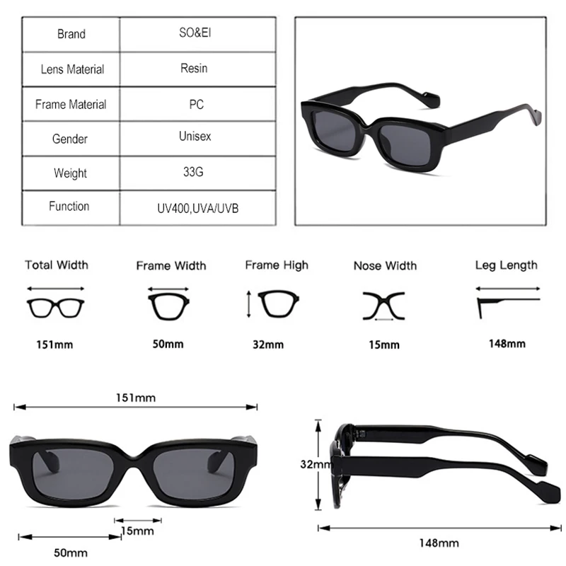 SO&EI Retro Small Rectangle Sunglasses Women Candy Colors Shades UV400 Square Men Sun Glasses_voghion.com