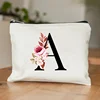 A-Z Alphabet Cosmetic Storage Bag Initial Graduation Gifts for Teacher Flowers Print Toiletry Bag for Bridesmaids Wedding Gifts 3