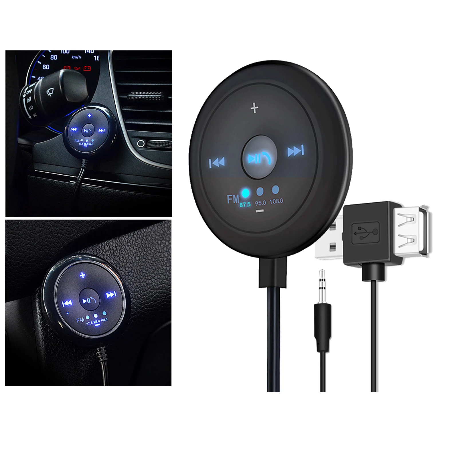 

1 Pcs 2 In 1 Car Bluetooth 5.0 Player 500mAh FM AUX Transmitter 5V Input for Tablet Phone Etc V5.0+EDR BT