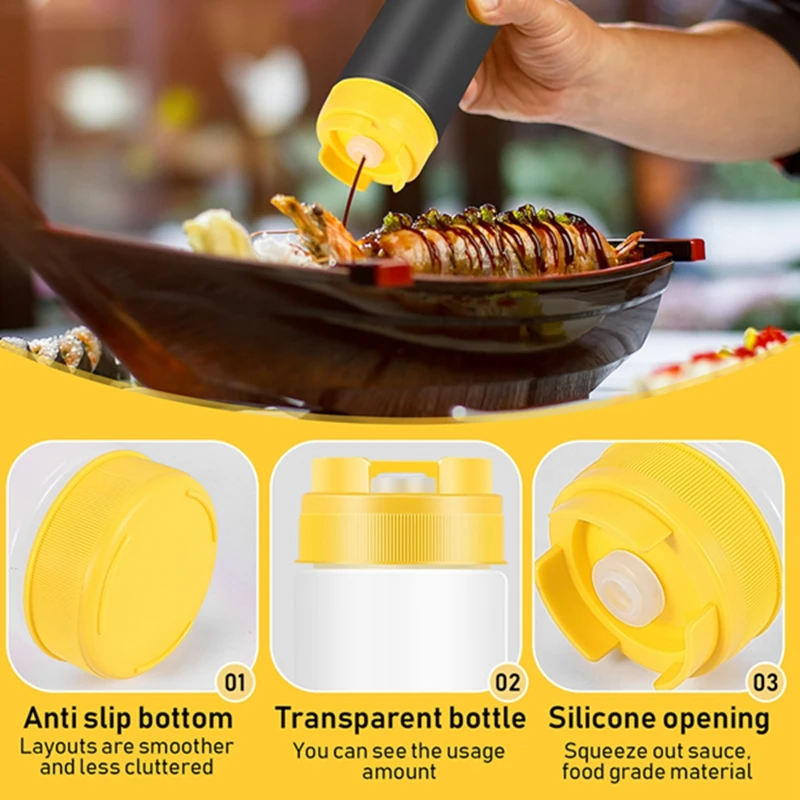 Inverted Plastic Squeeze Bottles 16Oz Refillable Tip Large Valve Dispenser Condiment For Sauces Ketchup