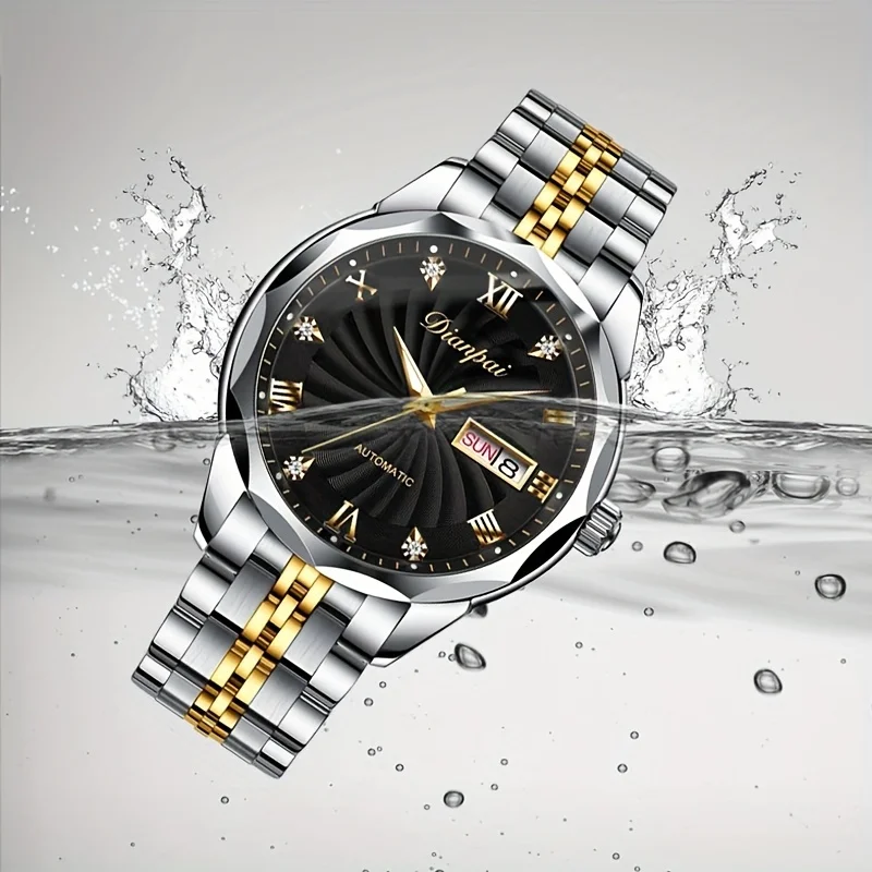 Swiss quality genuine mechanical watch, luminous waterproof men's watch, stainless steel strap, watch, fashionable watch