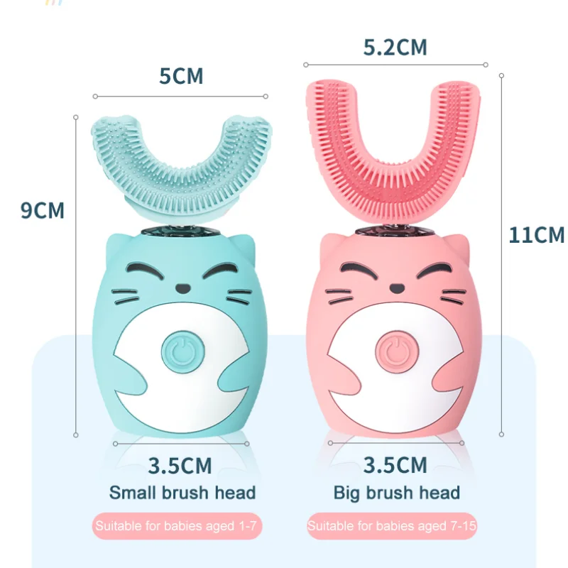 Electric Toothbrush Kids U-shaped Sonic Smart Ultrasonic Tooth Brush 360 Degrees Teeth Whitening for Children IPX7 Waterproof