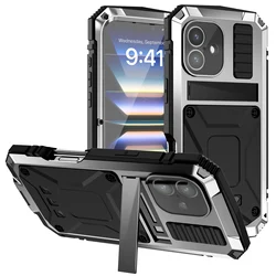 Heavy - Duty Aluminum Armor Phone Case with Built - In Stand for iPhone 16e 17 e (Silver)