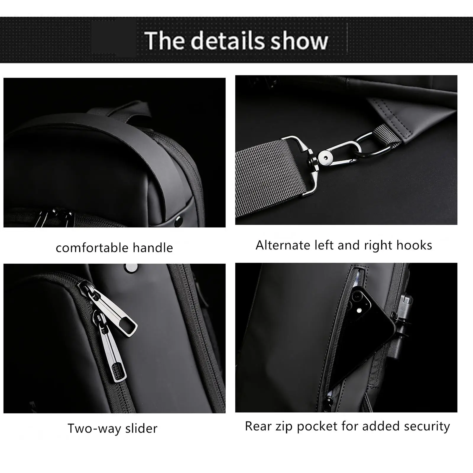 Men'S Sling Crossbody Bag Chest Shoulder Messenger Backpack Usb Port