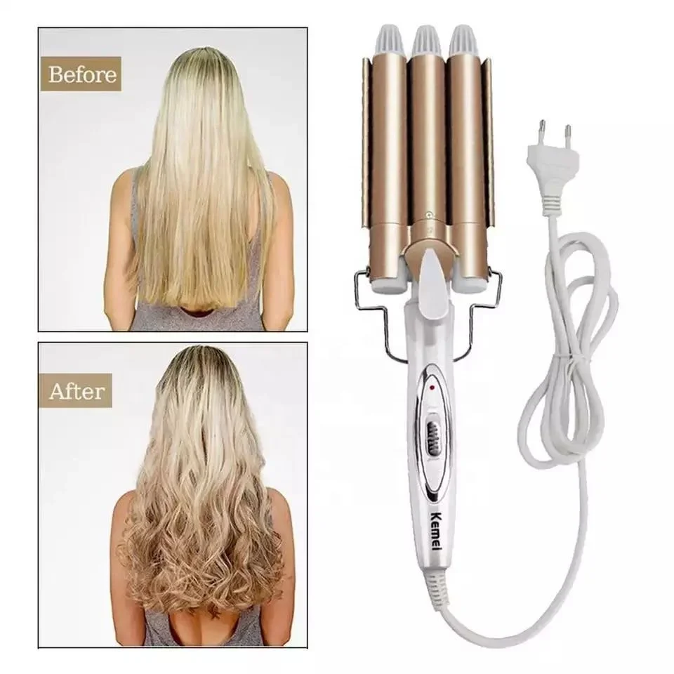 Kemei Electric Hair Curler Waver Styler KM-1010 Hair Curling Iron 2 In 1 Straightener