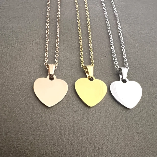 10 pièces lot 304 acier inoxydable poli miroir en acier inoxydable en forme de coeur pendentif de collier à breloques pour bijoux pour femmes 1